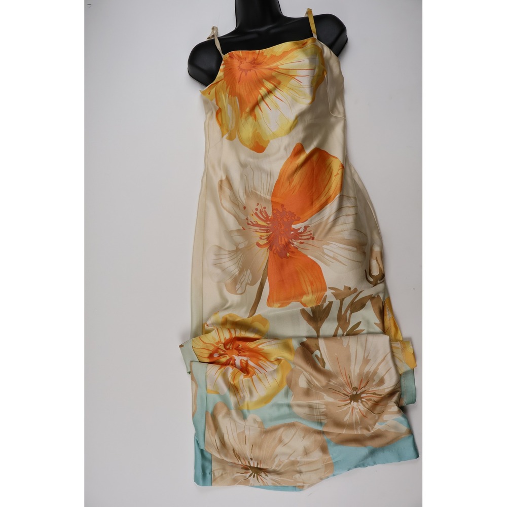 Taylor Maxi Dress Floral Satin Cream Orange Blue Size 8 NWT